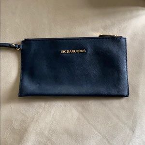 Michael Kors Navy Wristlet Saffiano Leather